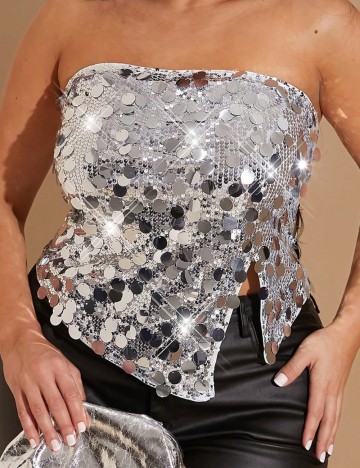 Top Shein Curve+, argintiu