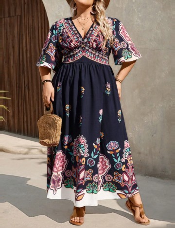Rochie maxi Shein Curve+, mix culori