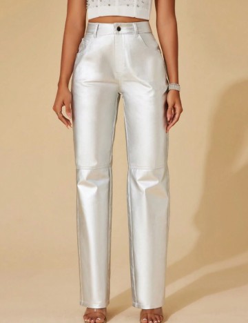 Pantaloni Shein, argintiu