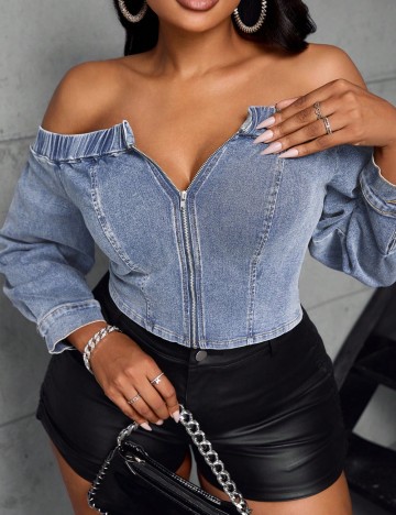 Top Shein Curve+, albastru