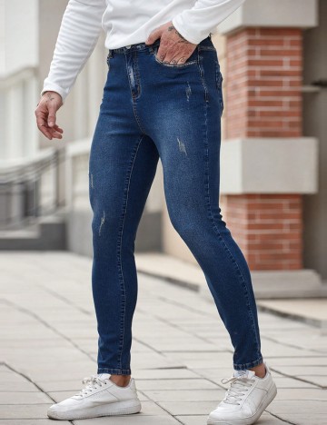 Jeans MANFINITY by Shein, albastru