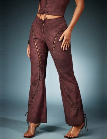 Pantaloni Casual Shein, vișiniu