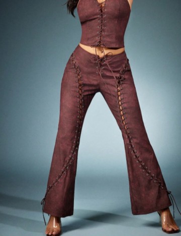 Pantaloni Casual Shein, vișiniu