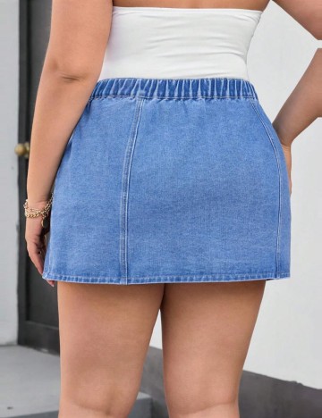 Fustă de blugi Shein Curve+, albastru