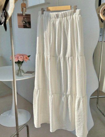 Fustă maxi Shein Curve+, alb