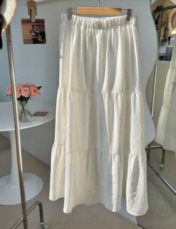 Fustă maxi Shein Curve+, alb