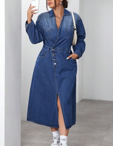 Rochie de blugi Shein Curve+, albastru