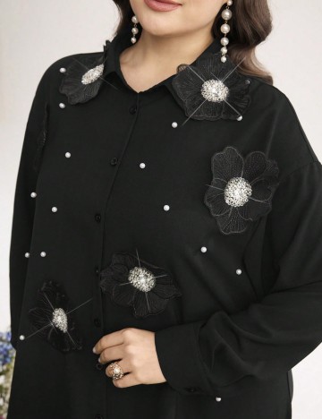 Rochie tip cămașă Shein Curve+, negru