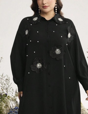 Rochie tip cămașă Shein Curve+, negru