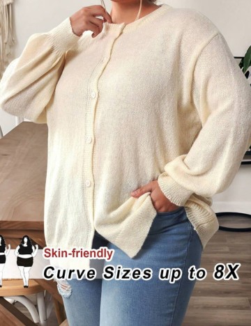 Cardigan Shein Curve+, crem