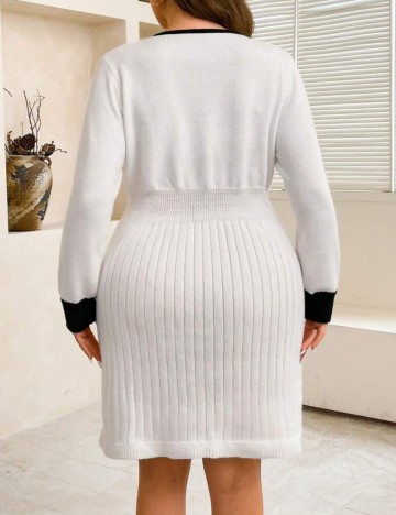 Rochie tricotată Shein Curve+, alb