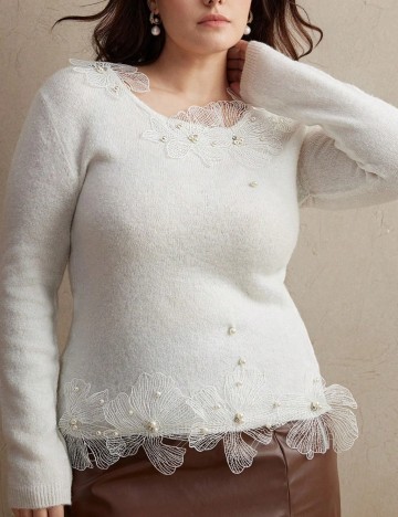 Pulover Shein Curve+, crem
