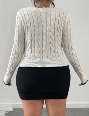 Pulover Shein Curve+, alb