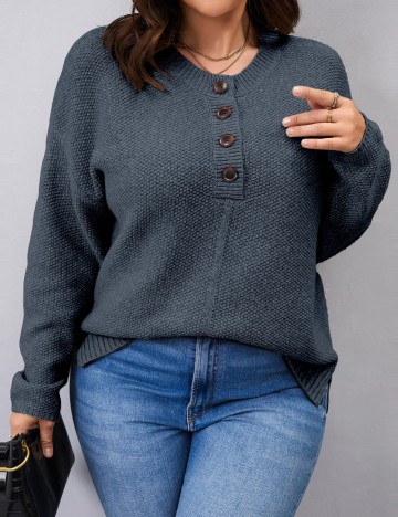 Pulover Shein Curve+, albastru