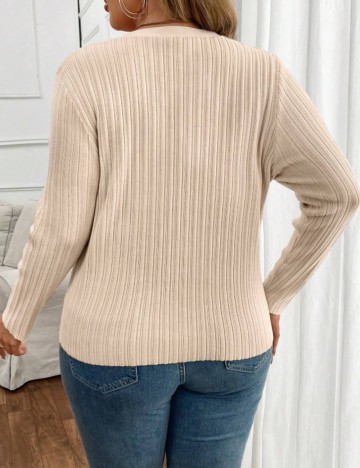 Pulover cu nasturi Shein Curve+, crem