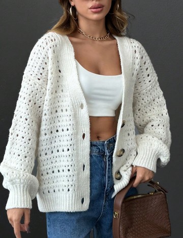 Cardigan Shein, alb
