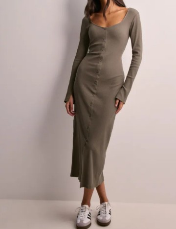 Rochie midi Pieces, maro