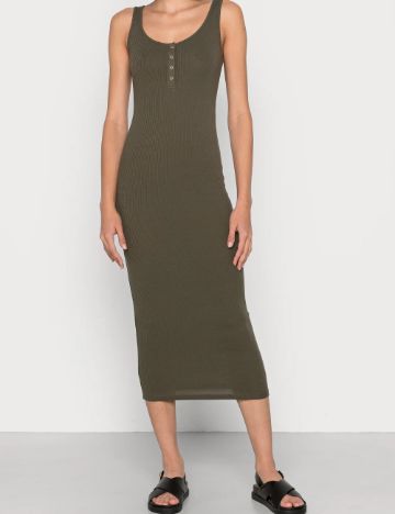 Rochie midi Pieces, kaki