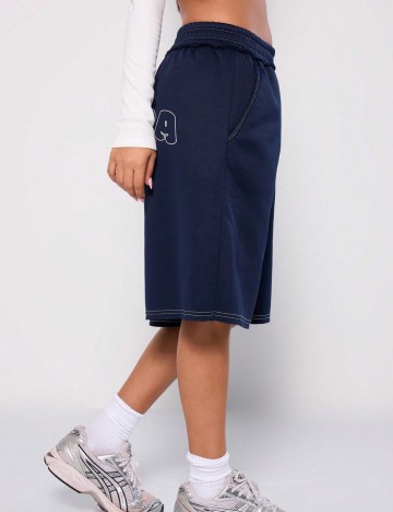 Pantaloni scurți MUSERA by Shein, albastru inchis