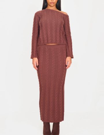 Fustă maxi PRETTYLITTLETHING, maro