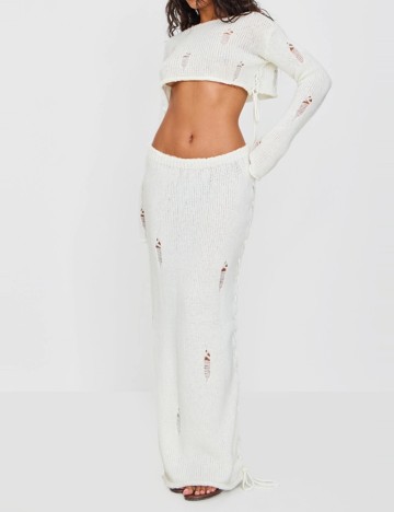 Fustă maxi PRETTYLITTLETHING, crem