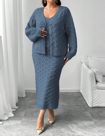 Set Rochie și Cardigan Shein Curve+, albastru