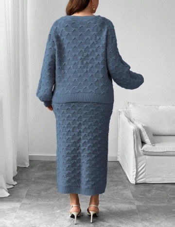 Set Rochie și Cardigan Shein Curve+, albastru