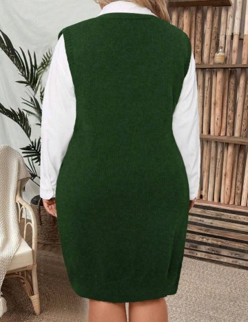 Rochie tricotată Shein Curve+, verde