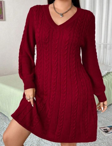 Rochie tricotată Shein Curve+, roșu