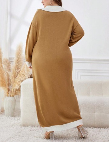 Rochie tricotată Shein Curve+, maro