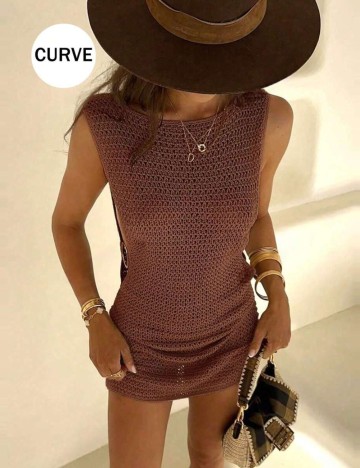 Rochie de plajă Shein Curve+, maro