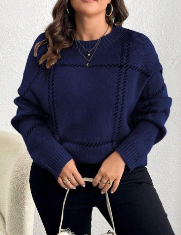 Pulover Shein Curve+, albastru