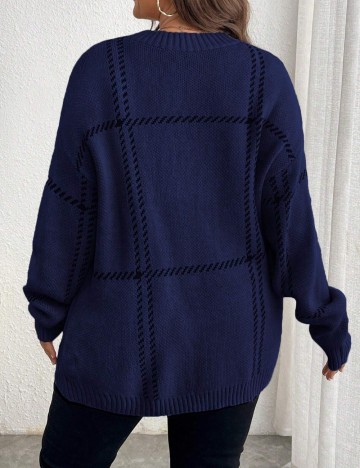 Pulover Shein Curve+, albastru