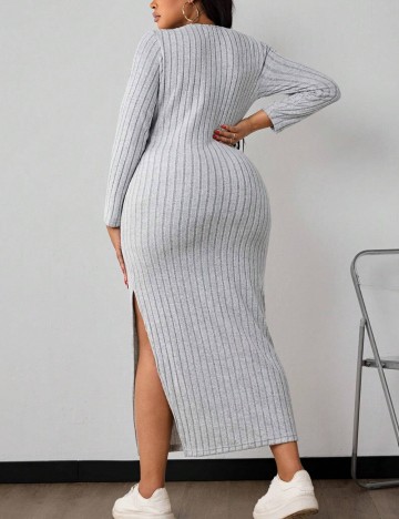 Rochie maxi Shein Curve+, gri