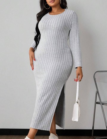 Rochie maxi Shein Curve+, gri