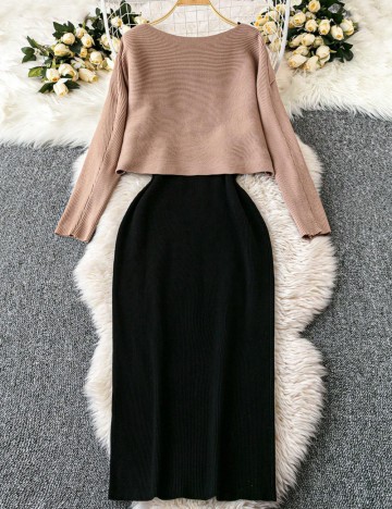 Set bluză și rochie Shein Curve+, mix culori