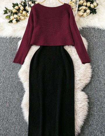 Set bluză și rochie Shein Curve+, mix culori