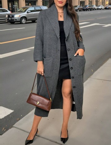Cardigan Shein Curve+, gri