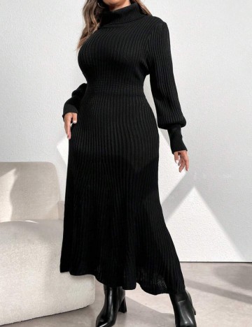 Rochie tricotată Shein Curve+, negru