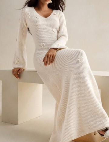 Rochie maxi Shein MOTF, crem