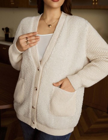 Cardigan Shein Curve+, crem
