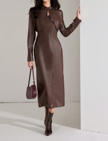 Set rochie și jachetă Shein, maro