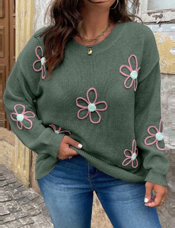Pulover Shein Curve+, verde