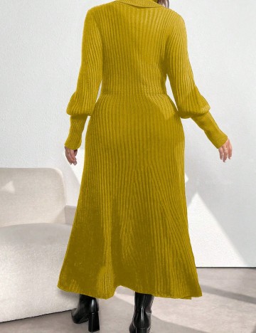 Rochie tricotată Shein Curve+, galben