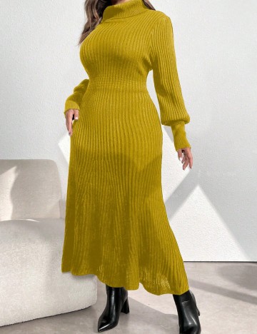 Rochie tricotată Shein Curve+, galben
