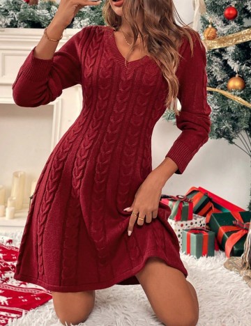 Rochie tricotată Shein, vișiniu