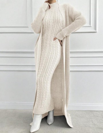 Set Rochie și Cardigan Shein, crem