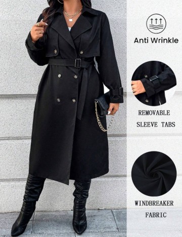 Trench Shein Curve+, negru
