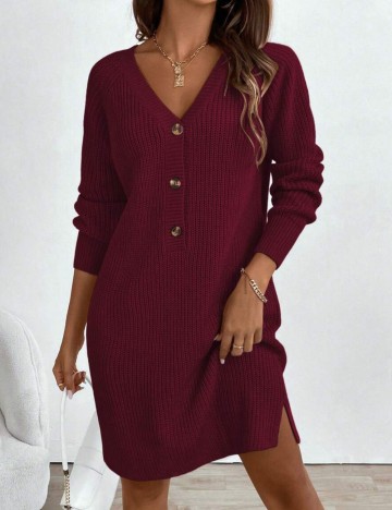 Rochie tricotată Shein, vișiniu