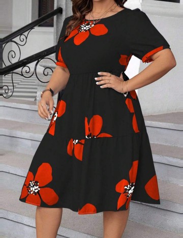 Rochie midi Shein Curve+, mix culori